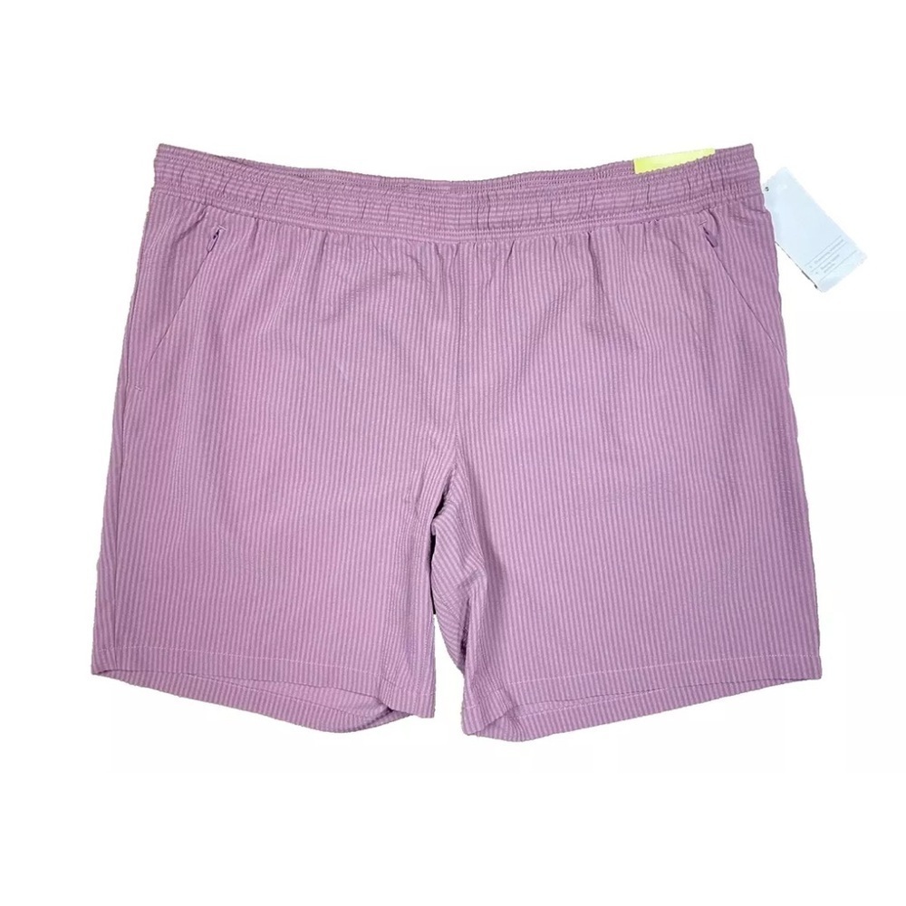 All in Motion Seersucker Shorts Men's Sz 38 Purple Zip Pockets Moisture Wick NEW